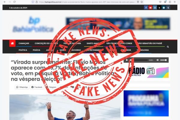 Site de notícias comete crime eleitoral ao divulgar pesquisa falsa em Camaçari